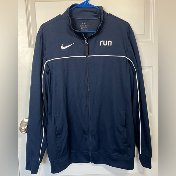 Nike Other - Nike Dri Fit Track Jacket Navy Blue Running Athletic Full Zip Large Mens
